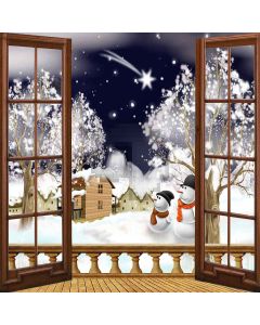 Smiling Snowman Computer Printed Photography Backdrop ZJZ-893