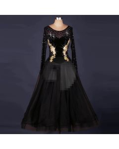 Long Sleeve Diamond Round Neck Waltz Dress  X3N-035