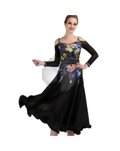 Long-sleeved dress Printed dress Backless dress  X3N-047