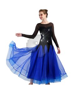 Diamond-studded Long-sleeved Mesh Dress  X3N-054
