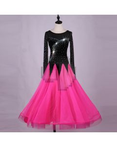 Dress gauze skirt Long-sleeved dress Rhinestone dress X3N-083