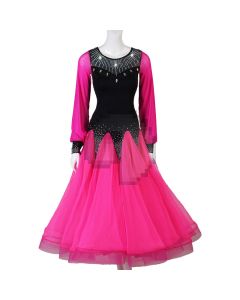 Long-sleeved dress Rhinestone dress Dress gauze skirt X3N-085