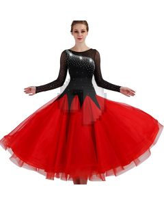 Long Sleeve Diamond Round Neck Modern Dress  X3N-116
