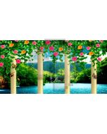 Pillar Flower Sea Mountain Computer Printed Dance Recital Scenic Backdrop ACP-1012