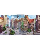 Traditional town Computer Printed Dance Recital Scenic Backdrop ACP-269