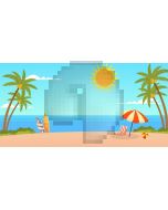 Sea Beach Sun Tree Computer Printed Dance Recital Scenic Backdrop ACP-769