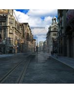 Sky Cloud Commercial Building Pathway Computer Printed Photography Backdrop AUT-040