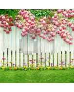 Pink Flowers On White Fence Computer Printed Photography Backdrop ZJZ-796